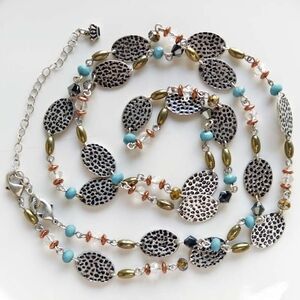 Premier Designs Silver and Gold Multi-Color Necklace